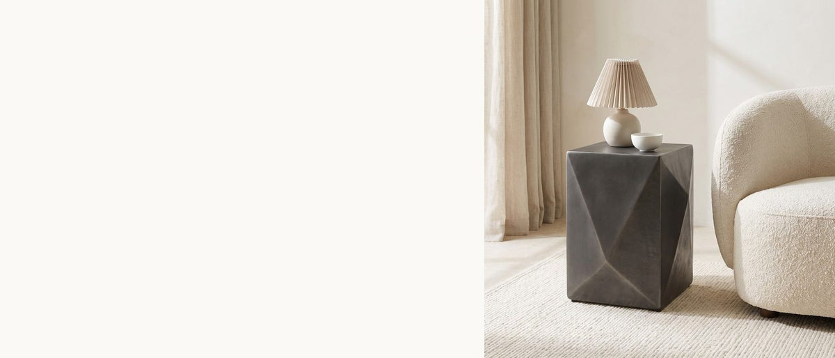 Folded metal, square top. - Terlizzi Graphite Cast Aluminum Faceted Side Table