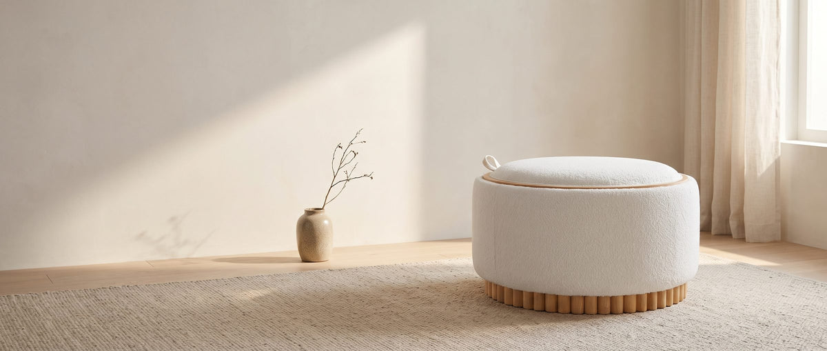 Seat, table, hiding place. - Tivoli Fluted Storage Ottoman