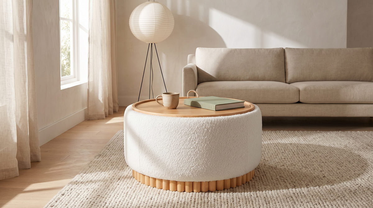 Tivoli Fluted Storage Ottoman in the room