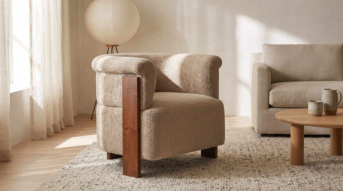 Trevi Wood Plank Barrel Chair in the room