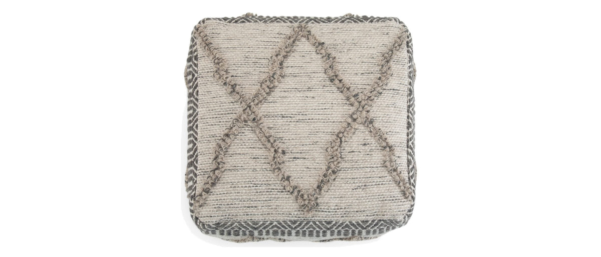 A diamond on top. - Triora Handloom Wool and Cotton Square Pouf