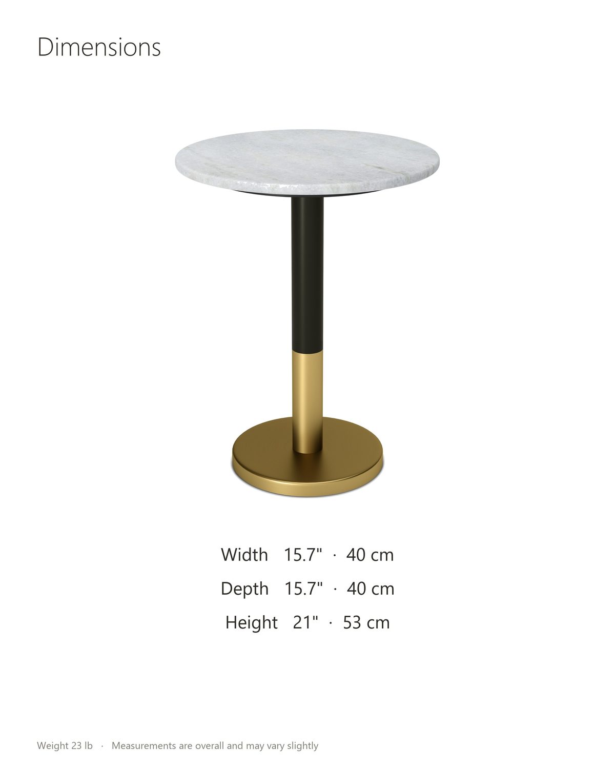 Ugento White Marble Pedestal Side Table dimensions: 15.7 in wide, 15.7 in deep, 21 in high