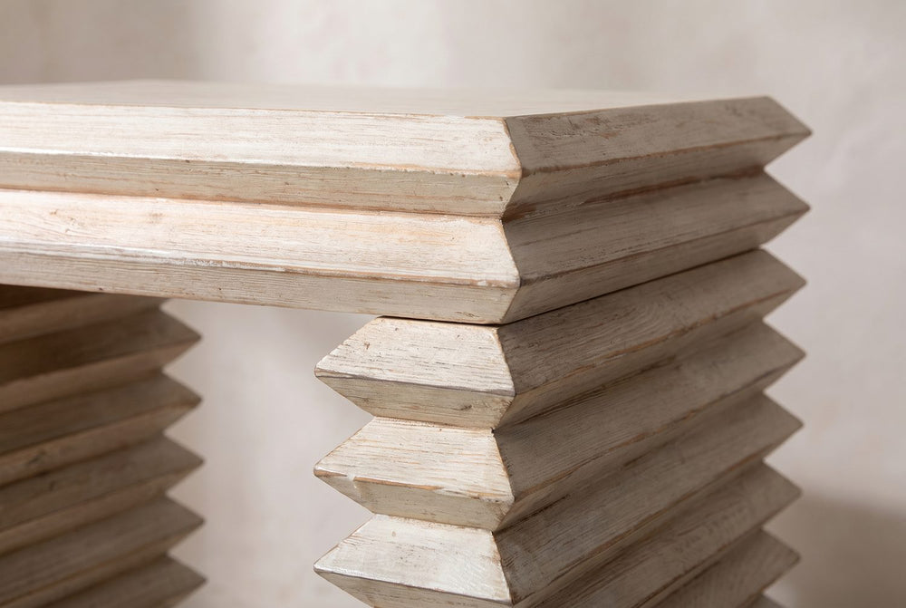 A stepped top on stacked boards