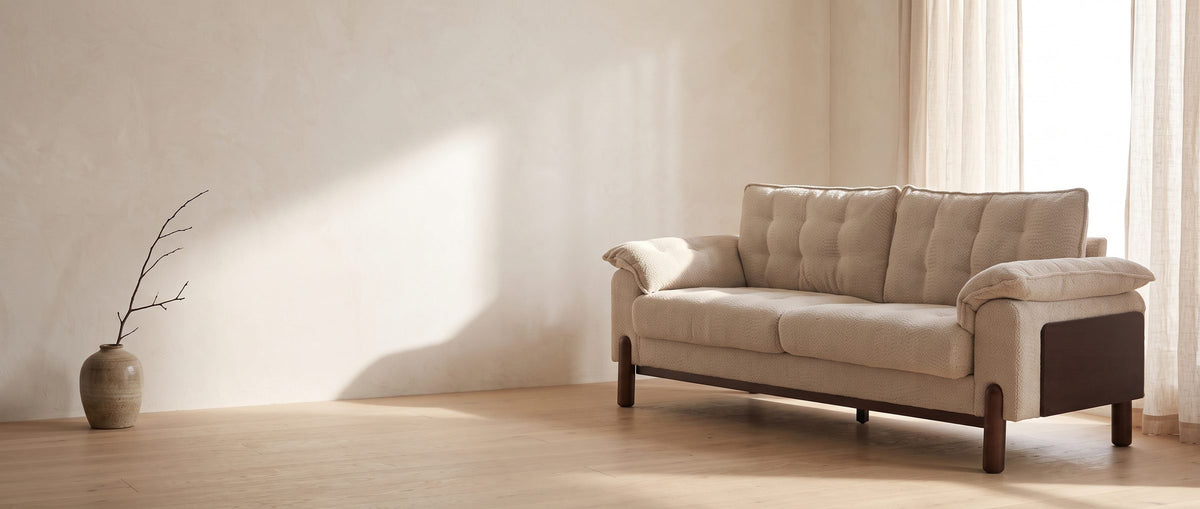 Soft cushions, a frame you can see. - Verona Tufted Boucle Sofa
