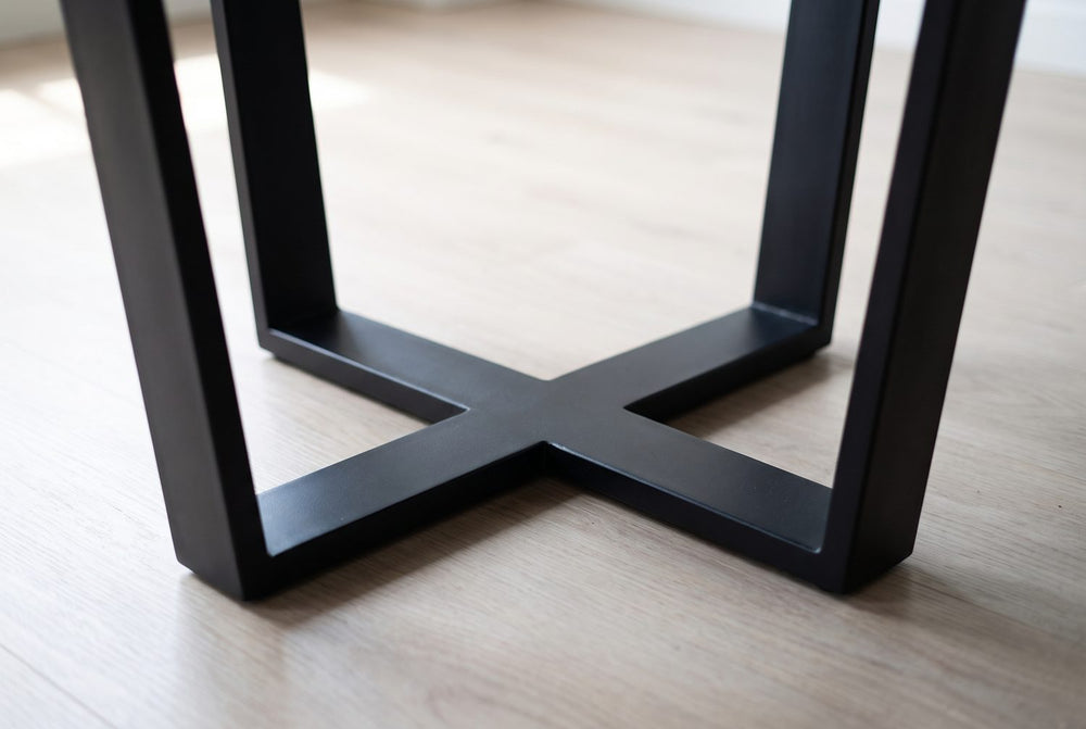 Crossed at the floor