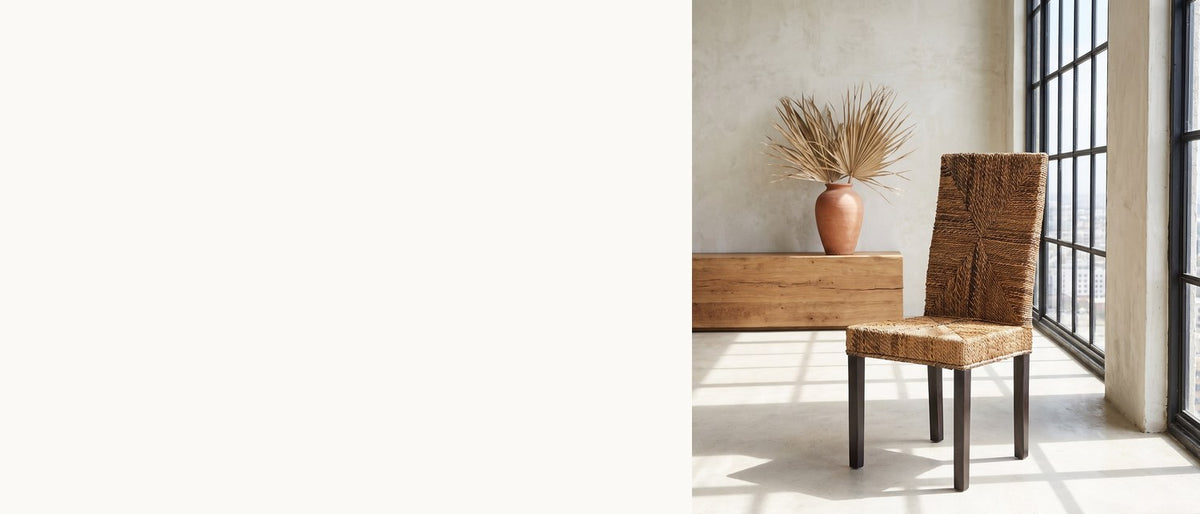 Pattern, from the weave alone. - Zambrone Woven Natural Fiber Parsons Dining Chair