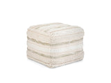 Apricale Natural Handloom Cotton Square Pouf photographed on white