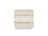 Apricale Natural Handloom Cotton Square Pouf seen from above, photographed on white