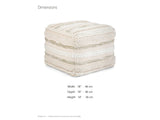 Apricale Natural Handloom Cotton Square Pouf dimensions: 18.0 in wide, 18.0 in deep, 14.0 in high