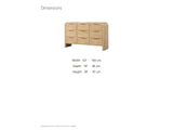 Aquileia 63-Inch Natural Mango 9-Drawer Dresser dimensions: 63.0 in wide, 18.0 in deep, 38.0 in high