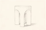 Pencil sketch of the Aragona arched side table, three-quarter view