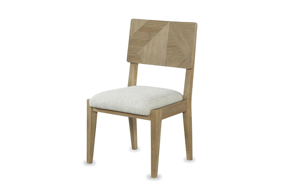 Arena Carved Geometric Back Wood Dining Chair (Set of 2) on a white background
