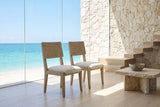 Arena Carved Geometric Back Wood Dining Chair (Set of 2) in an oceanfront glass house