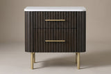 The Aritzo nightstand in espresso, front view on a light studio backdrop