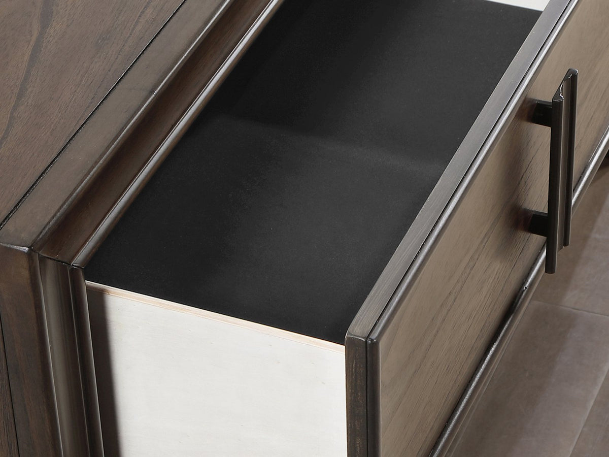 Close-up of the Arta 61-Inch Dark Brown 6-Drawer Dresser: drawer