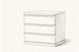 Pencil sketch of the Arzachena nightstand, drawn from the same three-quarter view