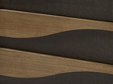 Close-up of the Arzignano 36-Inch Eucalyptus 3-Drawer Chest: the raised eucalyptus wave over the dark diamond-textured drawer panel