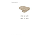 Asiago Faux Travertine Oval Mushroom Coffee Table dimensions: 36.0 in wide, 24.0 in deep, 15.0 in high