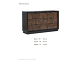 Asolo 61-Inch Walnut and Black 6-Drawer Dresser dimensions: 61.0 in wide, 18.0 in deep, 35.0 in high