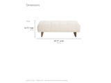 Assisi Tufted Bench dimensions: 49.75 in wide, 21 in deep, 16.75 in high