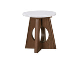 Asti 40-Inch Round White Marble Coffee and End Table Set, 3 Pieces photographed on white: one of the two end tables