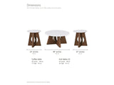 Asti 40-Inch Round White Marble Coffee and End Table Set, 3 Pieces dimensions: coffee table 40 in across and 17 in high; each of the two end tables 23 in across and 24 in high