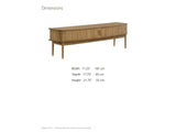 Atrani Reeded Curved Media Console dimensions: 71.25 in wide, 17.75 in deep, 21.75 in high