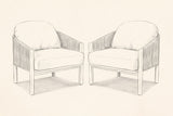 Pencil sketch of the two Avola club chairs, three-quarter view