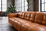 Sofia Distressed Italian Aniline Leather Dual Reclining Sofa
