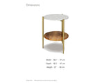 Badolato Marble and Acacia Two-Tier Side Table dimensions: 18.5 in wide, 18.5 in deep, 23.0 in high