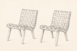 Pencil sketch of the pair of Bagheria lounge chairs, three-quarter view