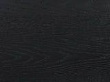Close-up of the Bardolino 36-Inch Black Fluted 5-Drawer Chest: the wire-brushed black wood grain