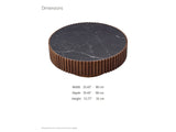 Barolo 35-Inch Round Black Sintered Stone Slatted Drum Coffee Table dimensions: 35.43 in wide, 35.43 in deep, 13.77 in high