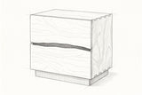 Pencil sketch of the Barumini nightstand, drawn from the same three-quarter view