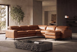 Esther Distressed Italian Aniline Leather Corner Recliner Sectional Sofa