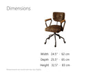 Belcastro Top-Grain Leather Swivel Desk Chair with Wood Arms dimensions