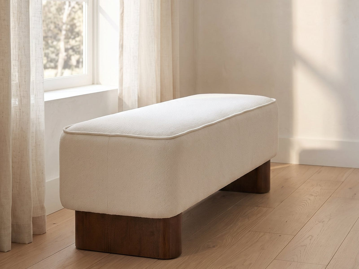 Bellagio Walnut Block Bench in a bright interior