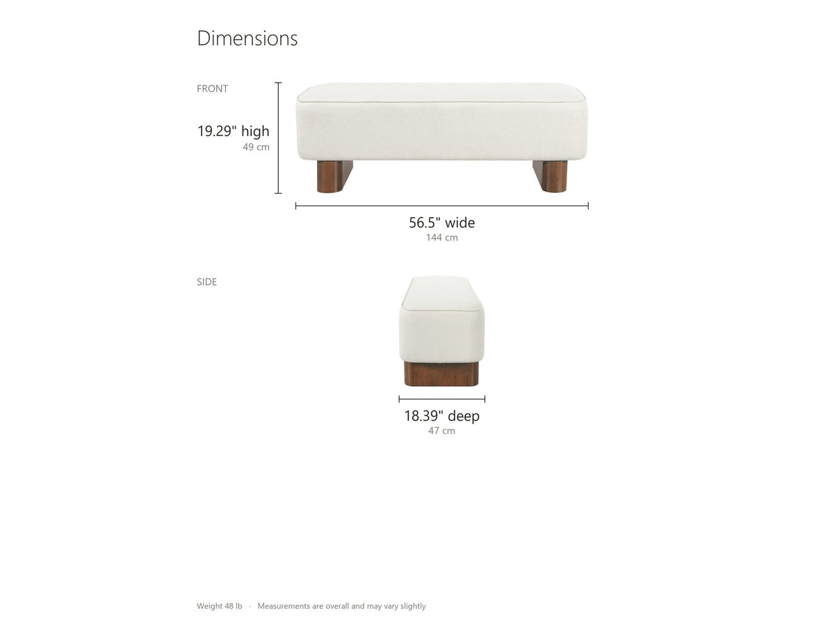 Bellagio Walnut Block Bench dimensions: 56.5 in wide, 18.4 in deep, 19.3 in high