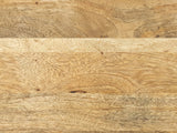 Close-up of the Belmonte Mango Wood Hourglass Side Table: the natural grain of the solid mango top and sides