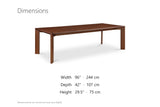 Belvedere 96-Inch Rectangular Walnut-Stained Solid Ash Dining Table dimensions