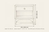 Berchidda nightstand dimensions: 26 in wide, 26 in high, 18 in deep