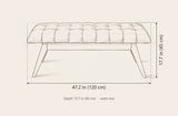 Bevagna bench dimensions: 47.2 in wide, 17.7 in high, 15.7 in deep