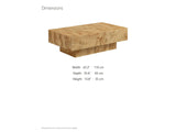 Biella 43-Inch Rectangular Burl Wood Veneer Coffee Table dimensions: 43.3 in wide, 25.6 in deep, 13.8 in high