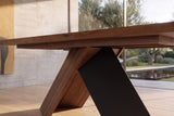 Close-up of the Bisignano 80-Inch Rectangular Solid Walnut Dining Table: base