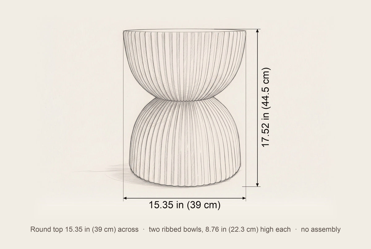 Bivona side table dimensions: 15.35 in across the top, 17.52 in high