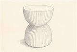 Pencil sketch of the Bivona ribbed hourglass side table, three-quarter view