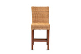 Bocchigliero Woven Rattan and Mahogany Counter Stool, front view