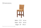 Bocchigliero Woven Rattan and Mahogany Counter Stool dimensions