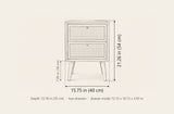 Bono nightstand dimensions: 15.75 in wide, 21.26 in high, 13.78 in deep, legs 7.05 in