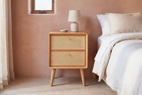 Bono Oak and Cane 2-Drawer Nightstand